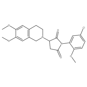 1-(5-chloro-2-methoxyphenyl)-3-(6,7-dimethoxy-3,4-dihydroisoquinolin-2(1H)-yl)pyrrolidine-2,5-dione结构式