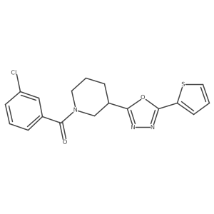 (3-Chlorophenyl)(3-(5-(thiophen-2-yl)-1,3,4-oxadiazol-2-yl)piperidin-1-yl)methanone结构式