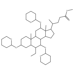 Cholan-24-oic acid, 6-ethyl-3,7,12-tris[(tetrahydro-2H-pyran-2-yl)oxy]-, methyl ester, (3alpha,5beta,6alpha,7alpha,12alpha)- Structure