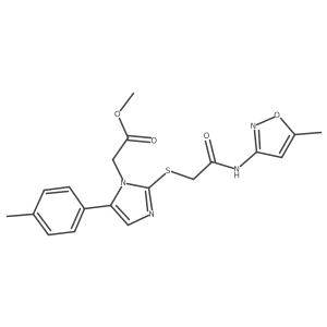 methyl 2-(2-((2-((5-methylisoxazol-3-yl)amino)-2-oxoethyl)thio)-5-(p-tolyl)-1H-imidazol-1-yl)acetate Structure