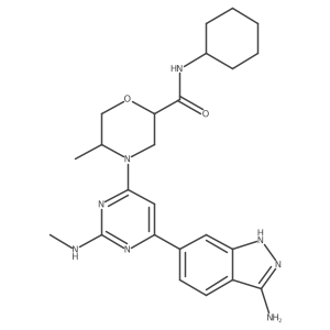(2S,5R)-4-[6-(3-amino-1H-indazol-6-yl)-2-(methylamino)-4-pyrimidinyl]-N-cyclohexyl-5-methyl-2-morpholinecarboxamide结构式