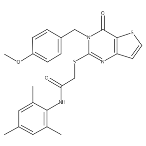 2-{[3-(4-methoxybenzyl)-4-oxo-3,4-dihydrothieno[3,2-d]pyrimidin-2-yl]sulfanyl}-N-(2,4,6-trimethylphenyl)acetamide Structure
