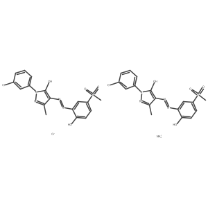Chromate(1-), bis(2-(3-chlorophenyl)-2,4-dihydro-4-(2-(2-(hydroxy-kappaO)-5-(methylsulfonyl)phenyl)diazenyl-kappaN1)-5-methyl-3H-pyrazol-3-onato(2-)-kappaO3)-, ammonium (1:1)结构式
