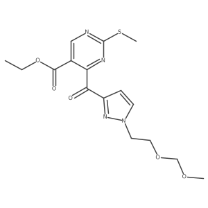 Ethyl 4-((1-(2-(methoxymethoxy)ethyl)-1H-pyrazol-3-yl)carbonyl)-2-(methylthio)pyrimidine-5-carboxylate结构式