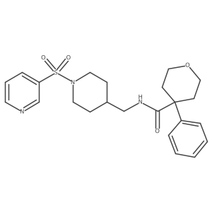 4-phenyl-N-((1-(pyridin-3-ylsulfonyl)piperidin-4-yl)methyl)tetrahydro-2H-pyran-4-carboxamide结构式