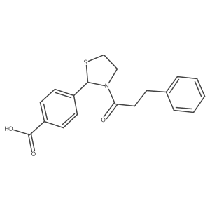 4-(3-(3-Phenylpropanoyl)thiazolidin-2-yl)benzoic acid Structure