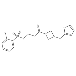 2-fluoro-N-(3-oxo-3-(3-(thiazol-2-yloxy)azetidin-1-yl)propyl)benzenesulfonamide结构式