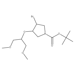Tert-butyl 3-bromo-4-[(1,3-dimethoxypropan-2-yl)oxy]pyrrolidine-1-carboxylate结构式
