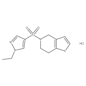5-((1-ethyl-1H-pyrazol-4-yl)sulfonyl)-4,5,6,7-tetrahydrothieno[3,2-c]pyridine hydrochloride结构式