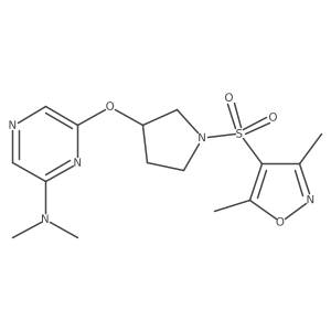 6-((1-((3,5-dimethylisoxazol-4-yl)sulfonyl)pyrrolidin-3-yl)oxy)-N,N-dimethylpyrazin-2-amine Structure