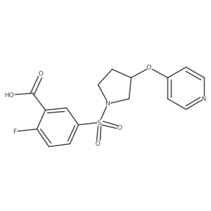 2-Fluoro-5-((3-(pyridin-4-yloxy)pyrrolidin-1-yl)sulfonyl)benzoic acid结构式