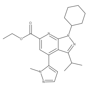Ethyl 1-cyclohexyl-3-isopropyl-4-(1-methyl-1H-pyrazol-5-yl)-1H-pyrazolo[3,4-b]pyridine-6-carboxylate Structure
