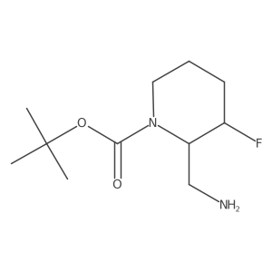Tert-butyl 2-(aminomethyl)-3-fluoropiperidine-1-carboxylate结构式