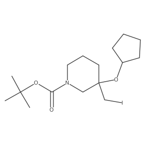Tert-butyl 3-(cyclopentyloxy)-3-(iodomethyl)piperidine-1-carboxylate结构式