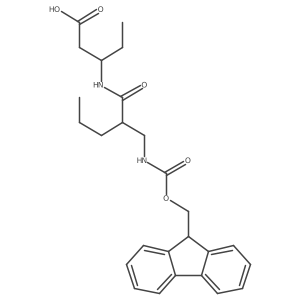 (3S)-3-{2-[({[(9H-fluoren-9-yl)methoxy]carbonyl}amino)methyl]pentanamido}pentanoic acid结构式