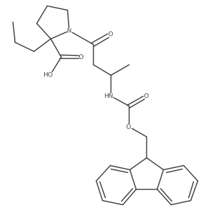 1-[(3S)-3-({[(9H-fluoren-9-yl)methoxy]carbonyl}amino)butanoyl]-2-propylpyrrolidine-2-carboxylic acid Structure