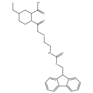 4-ethyl-1-(2-{[2-({[(9H-fluoren-9-yl)methoxy]carbonyl}amino)ethyl]sulfanyl}acetyl)piperidine-2-carboxylic acid结构式