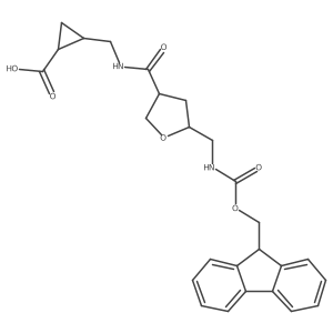 (1RS&,2SR&)-2-({[(3RS,5RS)-5-[({[(9H-fluoren-9-yl)methoxy]carbonyl}amino)methyl]oxolan-3-yl]formamido}methyl)cyclopropane-1-carboxylic acid结构式