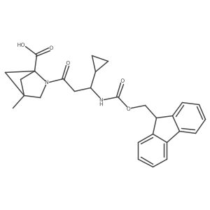2-[3-cyclopropyl-3-({[(9H-fluoren-9-yl)methoxy]carbonyl}amino)propanoyl]-4-methyl-2-azabicyclo[2.1.1]hexane-1-carboxylic acid结构式