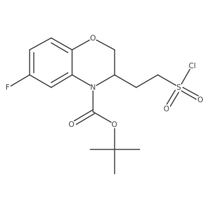 tert-butyl 3-[2-(chlorosulfonyl)ethyl]-6-fluoro-3,4-dihydro-2H-1,4-benzoxazine-4-carboxylate Structure