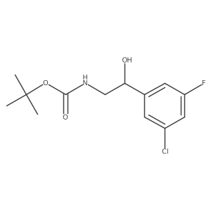 tert-butyl N-[2-(3-chloro-5-fluorophenyl)-2-hydroxyethyl]carbamate结构式