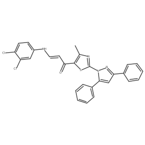 (E)-3-(3,4-Dichloroanilino)-1-[2-(3,5-diphenylpyrazol-1-yl)-4-methyl-1,3-thiazol-5-yl]prop-2-en-1-one Structure