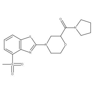 4-Methanesulfonyl-2-[2-(pyrrolidine-1-carbonyl)morpholin-4-yl]-1,3-benzothiazole结构式