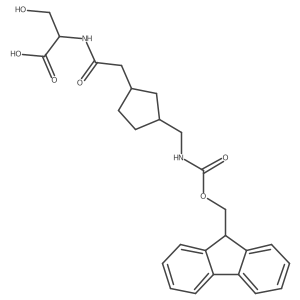 (2S)-2-(2-{3-[({[(9H-fluoren-9-yl)methoxy]carbonyl}amino)methyl]cyclopentyl}acetamido)-3-hydroxypropanoic acid结构式
