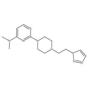 N,N-dimethyl-2-{4-[2-(1H-1,2,3-triazol-1-yl)ethyl]piperazin-1-yl}pyrimidin-4-amine结构式