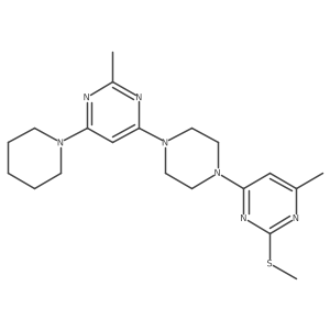 2-Methyl-4-{4-[6-methyl-2-(methylsulfanyl)pyrimidin-4-yl]piperazin-1-yl}-6-(piperidin-1-yl)pyrimidine结构式