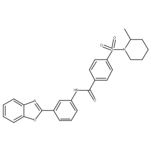 N-(3-(benzo[d]oxazol-2-yl)phenyl)-4-((2-methylpiperidin-1-yl)sulfonyl)benzamide结构式