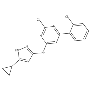 [2-Chloro-6-(2-chloro-phenyl)-pyrimidin-4-yl]-(5-cyclopropyl-1H-pyrazol-3-yl)-amine结构式