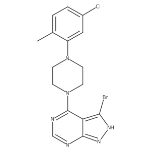 3-bromo-4-[4-(5-chloro-2-methylphenyl)piperazin-1-yl]-1H-pyrazolo[3,4-d]pyrimidine结构式