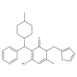 1-(furan-2-ylmethyl)-4-hydroxy-6-methyl-3-((4-methylpiperidin-1-yl)(pyridin-3-yl)methyl)pyridin-2(1H)-one Structure