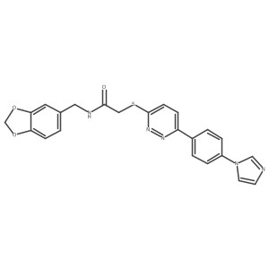 2-((6-(4-(1H-imidazol-1-yl)phenyl)pyridazin-3-yl)thio)-N-(benzo[d][1,3]dioxol-5-ylmethyl)acetamide Structure