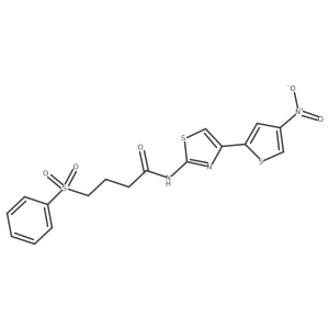 N-(4-(4-nitrothiophen-2-yl)thiazol-2-yl)-4-(phenylsulfonyl)butanamide结构式
