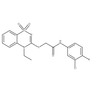N-(3-chloro-4-fluorophenyl)-2-((4-ethyl-1,1-dioxido-4H-benzo[e][1,2,4]thiadiazin-3-yl)thio)acetamide结构式