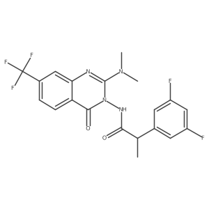 2-(3,5-difluorophenyl)-N-(2-dimethylamino-4-oxo-7-trifluoromethyl-4H-quinazolin-3-yl)propionamide结构式