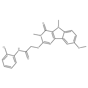 N-(2-chlorophenyl)-2-(8-methoxy-3,5-dimethyl-4-oxopyrimido[5,4-b]indol-2-yl)sulfanylacetamide结构式