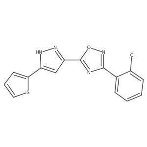 3-(2-chlorophenyl)-5-(3-(thiophen-2-yl)-1H-pyrazol-5-yl)-1,2,4-oxadiazole Structure