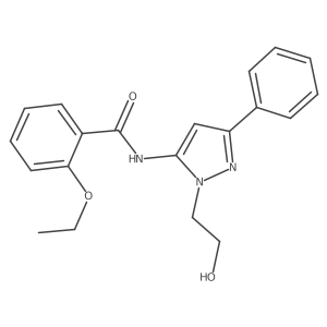 2-ethoxy-N-(1-(2-hydroxyethyl)-3-phenyl-1H-pyrazol-5-yl)benzamide结构式