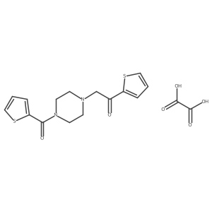 1-(Thiophen-2-yl)-2-(4-(thiophene-2-carbonyl)piperazin-1-yl)ethanone oxalate结构式