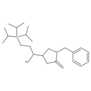 2-Pyrrolidinone, 4-[(1S)-1-hydroxy-2-[[tris(1-methylethyl)silyl]oxy]ethyl]-1-(phenylmethyl)-, (4R)- Structure