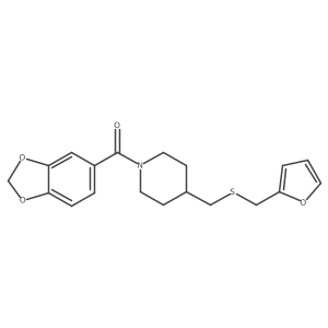 Benzo[d][1,3]dioxol-5-yl(4-(((furan-2-ylmethyl)thio)methyl)piperidin-1-yl)methanone Structure