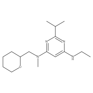 4,6-Pyrimidinediamine, N6-ethyl-N4-methyl-2-(1-methylethyl)-N4-[(tetrahydro-2H-pyran-2-yl)methyl]-结构式