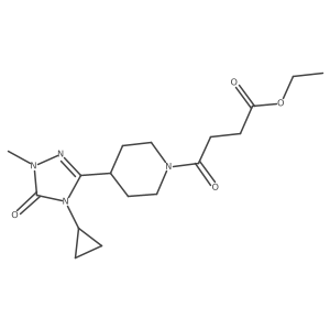 ethyl 4-(4-(4-cyclopropyl-1-methyl-5-oxo-4,5-dihydro-1H-1,2,4-triazol-3-yl)piperidin-1-yl)-4-oxobutanoate结构式