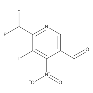 2-(Difluoromethyl)-3-iodo-4-nitropyridine-5-carboxaldehyde Structure