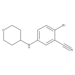 2-Bromo-5-((tetrahydro-2H-pyran-4-YL)amino)benzonitrile结构式