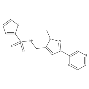 N-((1-methyl-3-(pyrazin-2-yl)-1H-pyrazol-5-yl)methyl)thiophene-2-sulfonamide Structure