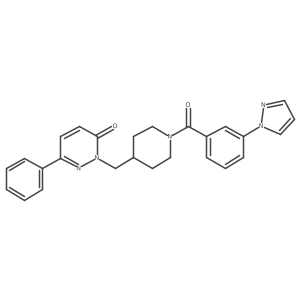 6-phenyl-2-({1-[3-(1H-pyrazol-1-yl)benzoyl]piperidin-4-yl}methyl)-2,3-dihydropyridazin-3-one结构式